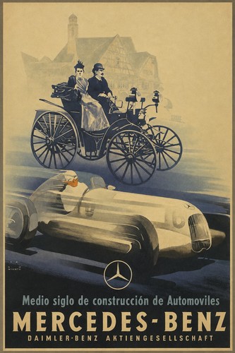 Vintage mercedes benz poster - mercedes-benz,